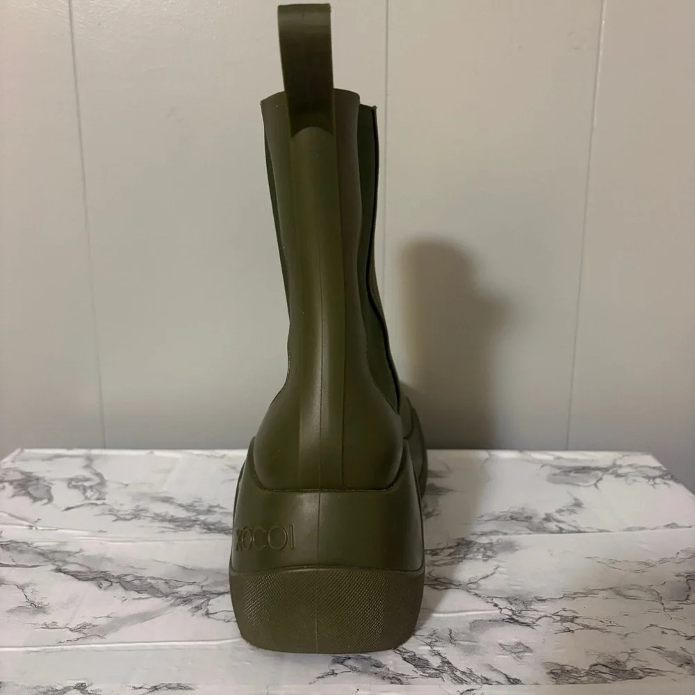 XOCOI Ankle Boots Olive Green Chelsea Boot Sustainable Rubber IT 38 US 8 Italy